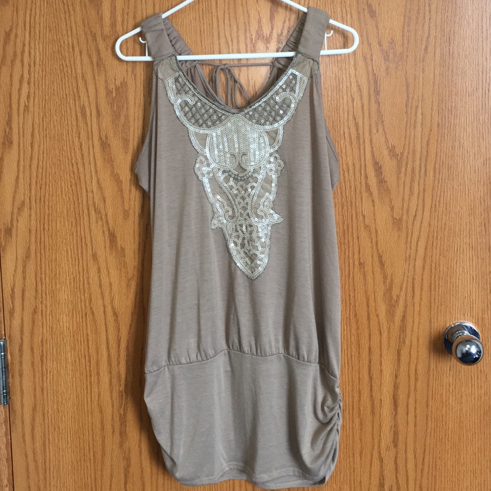 Maurices tank with sequin embellishment in tan